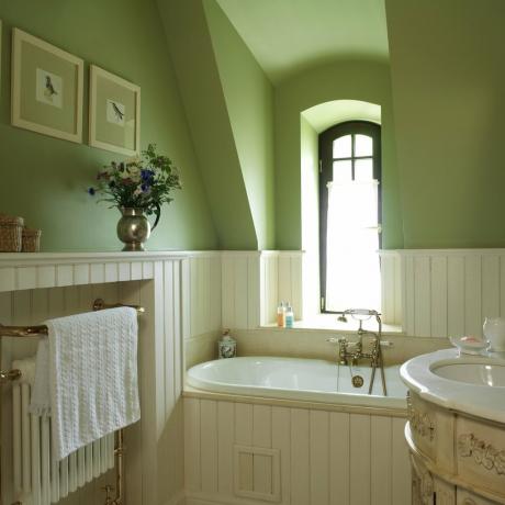 Sebuah kamar mandi dengan nada hijau. Sumber foto: devhata.ru
