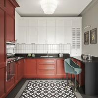 Warna yang berbeda dan interior persepsi yang sama sekali berbeda dari dapur yang sama