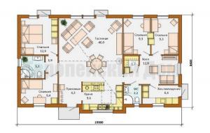 Desain modern dengan tempat zonasi nyaman. Rencana, elevasi