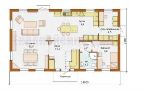 Rumah baru dengan 3 kamar tidur dan ruang tamu besar. Fasad + perencanaan