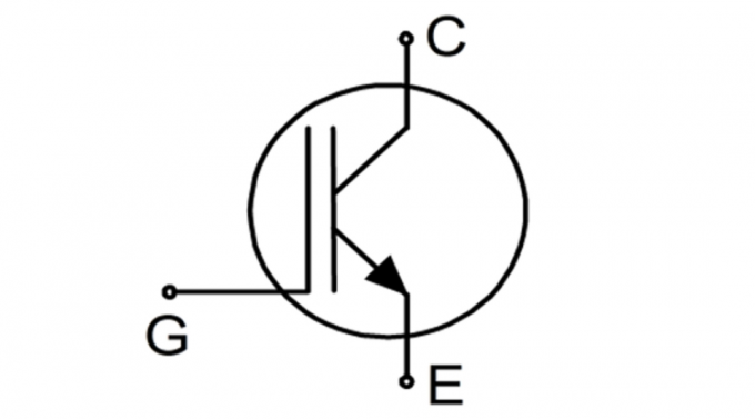 transistor sirkuit Pictogram di mana G - shutter, kolektor C-, E - emitor.